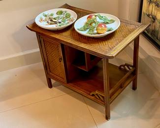 Pagoda style table , decorative plates made in Portugal and Italy 
