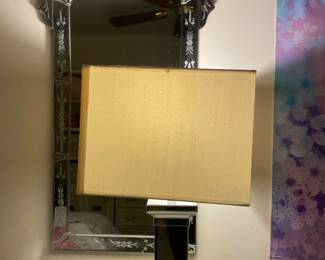 Tall Venetian mirror , mirror table lamp 