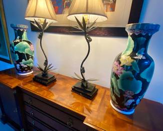 Lamps , vases , art , buffet