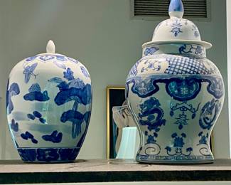 White and blue ginger jars 