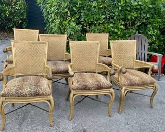 6 rattan wicker armchairs 