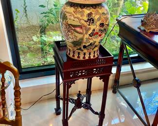 Chippendale stand , large antique asian ginger jar 