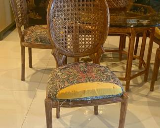 6 dining chairs w cane back needs new upholstery 