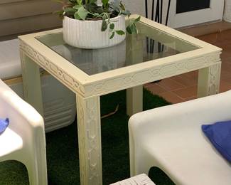 White  Chippendale end table 