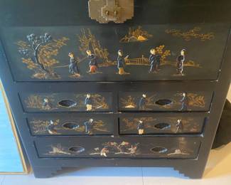 Antique Asian cabinet w glass top