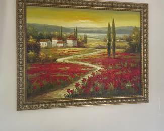 Large art oil on canvas Tuscan view 