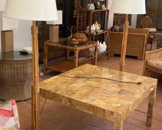 Bamboo floor lamps , cb2 table 