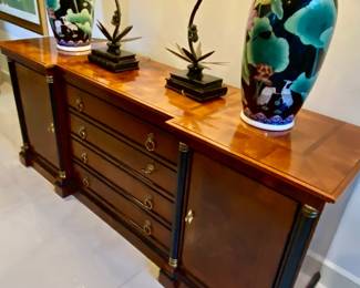 Buffet signed , pair of large Asian vases , pair of monkey lamps like new 