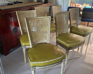 6 cane back dining chairs needs reupholster 