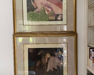 Great pair of lithographs signed 