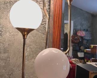 mid century brass and cluster globe lamp