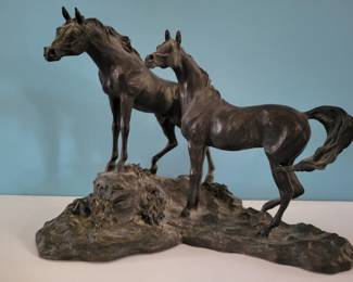 Mare and Foal Brass Sculpture 2
