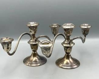 Pair of Gorham Threelight Sterling Silver Candelabras  weighted