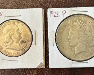 1949S Franklin Half Dollar and 1922 Peace Dollar