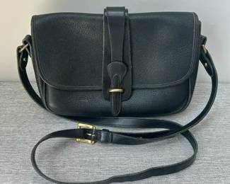 Vintage 1990s Dooney  Bourke Black Pebbled Allweather Leather Equestrian Crossbody