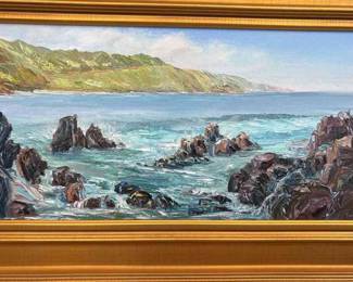 Rocky Coast at KeanaeJack Hamilton Framed Oil Painting