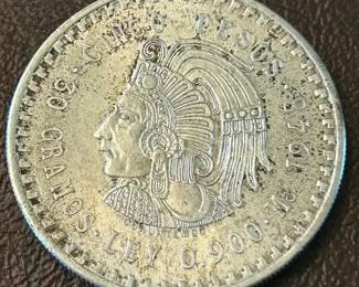 1948 Mexican 5 Pesos Silver Coin