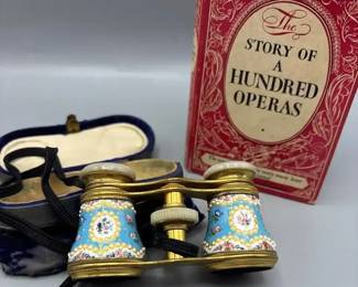 Antique Opera Glasses And Book