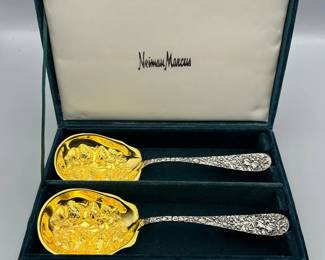 Vintage Godinger Silver PlatedGold Plated Serving Spoon Set for Neiman Marcus