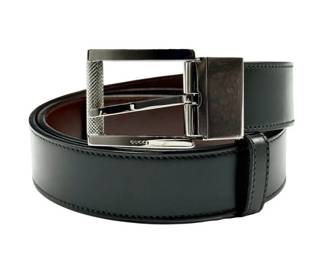 Gucci Black Leather Reversible Belt with Silver Buckle (Size 85/34)
