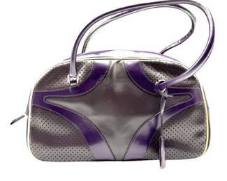 Prada Purple & Plum Perforated Leather Shoulder Bag