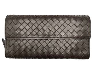 Bottega Veneta Dark Brown Intrecciato Leather Continental Wallet