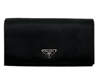 Prada Black Nylon Flap Wallet