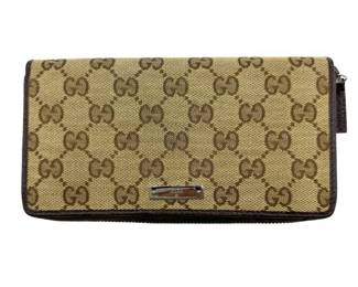 Gucci Beige GG Supreme Canvas Zip Around Wallet
