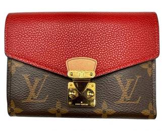 Louis Vuitton Monogram Canvas & Red Leather Pallas Wallet