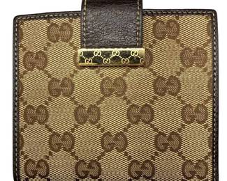 Gucci GG Canvas Bifold Wallet with Leather Trim