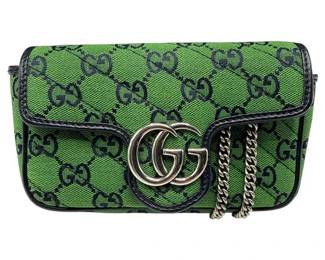 Gucci Green GG Canvas Marmont Mini Chain Shoulder Bag