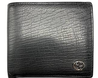 Gucci Black Leather Bifold Wallet with Interlocking G Logo