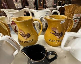 Big collection of whiskey pitchers