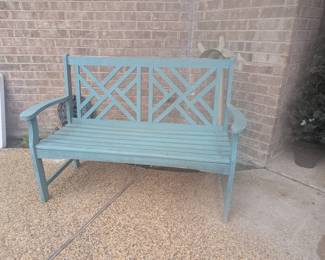 Outdoor painted wood bench
