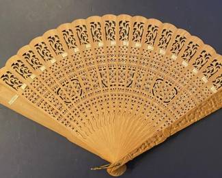 Carved sandalwood mini fan
