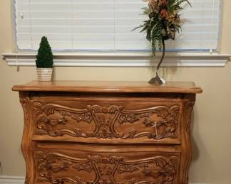 Carved wood chest