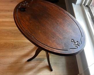 Antique Carved Folding Side Table Great condition  25” x 16” x 2’ tall