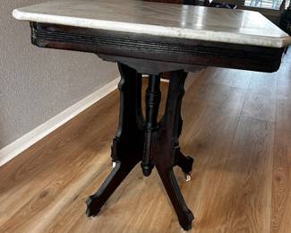 Antique Eastlake style Marble Top Table  Good condition. 28 1/2” x 20” x 30” tall