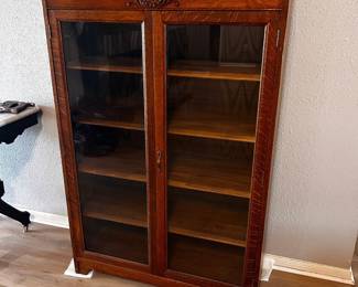 Antique Glass Front Bookcase Excellent condition. 35” across x 13” deep x 53” tall  Must be able to move and load yourself