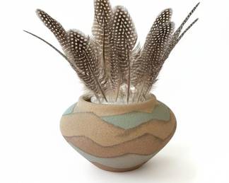 Southwestern Style Guinea Fowl Feather Display Vase second image