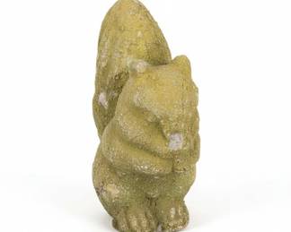 Vintage Concrete Squirrel Garden Statue Eating Nut