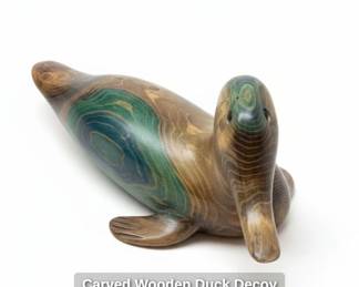 Carved Wooden Duck Decoy second image