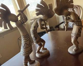 Set of Navajo Carved Wood Kokopelli Figurines