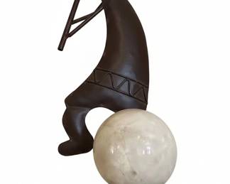 Kokopelli Metal Figurine with Sphere