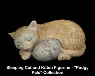 Sleeping Cat and Kitten Figurine  Pudgy Pals Collection