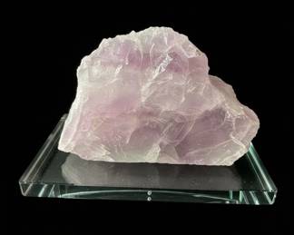 Large Amethyst Crystal Cluster on Glass Base