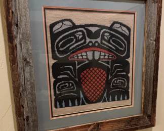 Northwest Coast Native Art Style Textile Panel  Possibly Cecilia Adams