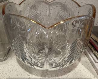 Vintage Mikasa Park Ridge Pedestal Compote Flared Bowl with Gold Rim