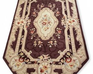 Aubusson Style Floral Medallion Oriental Rug