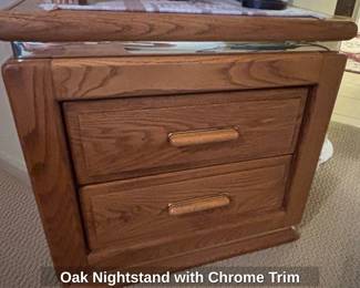 Oak Nightstand with Chrome Trim